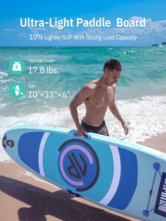 Надувний SUP дошка Niphean для SUP-серфінгу та йоги, 305 см, для початківців, з фіном StabilTrac