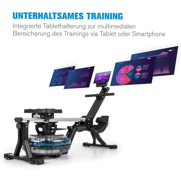 Capital Sports Rowshaper: Тренажер для веслування з водним опором, складаний, до 150 кг, сірий