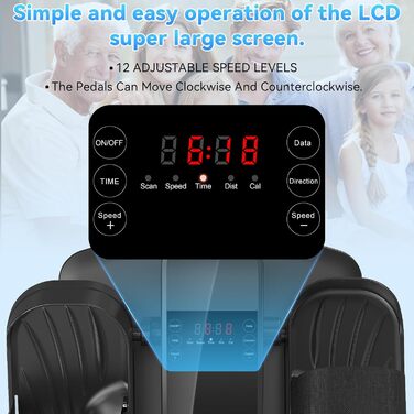Еліптичний тренажер для сидіння, крос-тренажер, тренажер для ніг, моторизований педальний тренажер з пультом дистанційного керування та LCD дисплеєм, тренажери для дому для людей похилого віку та дорослих, спортивне обладнання для дому E3