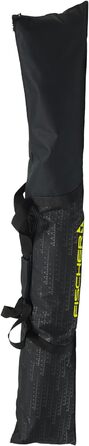 Чохол для гірських лиж Fischer Eco Alpine, компактний і міцний, легкий, складаний, з подвійною блискавкою та м'якими ручками, для одного комплекту лиж, чорний/жовтий, 175 см