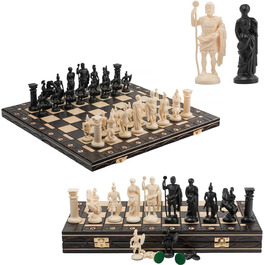 Шахи Master of Chess Black & White Edition, середньовічний стиль, дерев'яна дошка та пластикові фігури, для 2 гравців