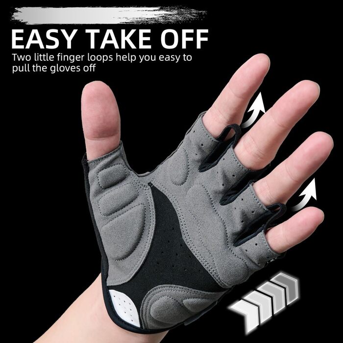 Велосипедні рукавички без пальців, з підкладкою, для гірського велосипеда, антиковзаючі, дихаючі, чорні, для чоловіків та жінок, розмір S