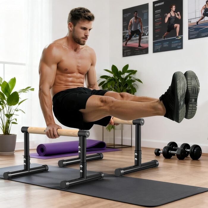 Стойка для віджимань та підтягувань RELIFE Calisthenics Black-3. Регульована висота, для занять вдома та в залі.