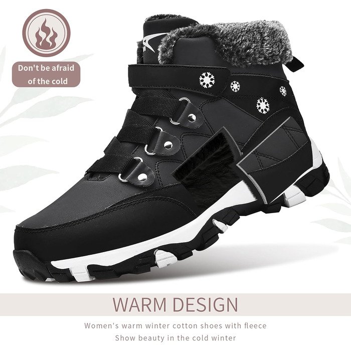 Черевики зимові жіночі ASHION. Зимове взуття, черевики для ходьби, теплі, утеплені, черевики снігові, зимові, Outdoor, Trekking, 39 EU, чорний