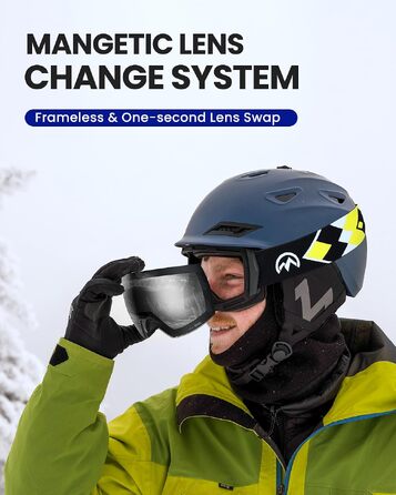 Гірськолижні окуляри OutdoorMaster Ultra з лінзами ZEISS, магнітні змінні лінзи (Срібляста 17% + Прозора), протизапотівання, OTG для сноуборду
