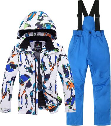 Дитячий зимовий костюм для сноуборду та лиж, водонепроникний, для хлопчиків та дівчаток (блакитний, 10-11 років)