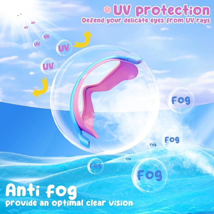 Дитячі окуляри для плавання COOLOO, 2 шт. Окуляри для снорклінгу для дітей 4-14 років, Антизапітніння, UV-захист, Без витоку, Регульовані силіконові окуляри для плавання для дітей, дівчаток, хлопчиків (04-Рожевий/Блакитний+Жовтий)