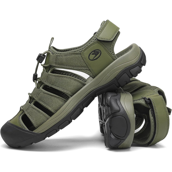 Чоловічі сандалі FLARUT літні трекінгові спортивні закритим носком, зелені 43 EU