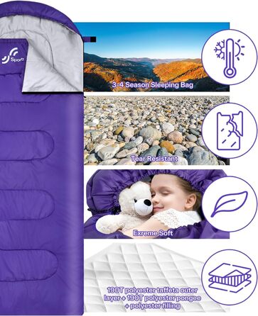 Сплячий мішок Outdoor Sportneer для дорослих та дітей - легкий спальник для кемпінгу, трекінгу та подорожей
