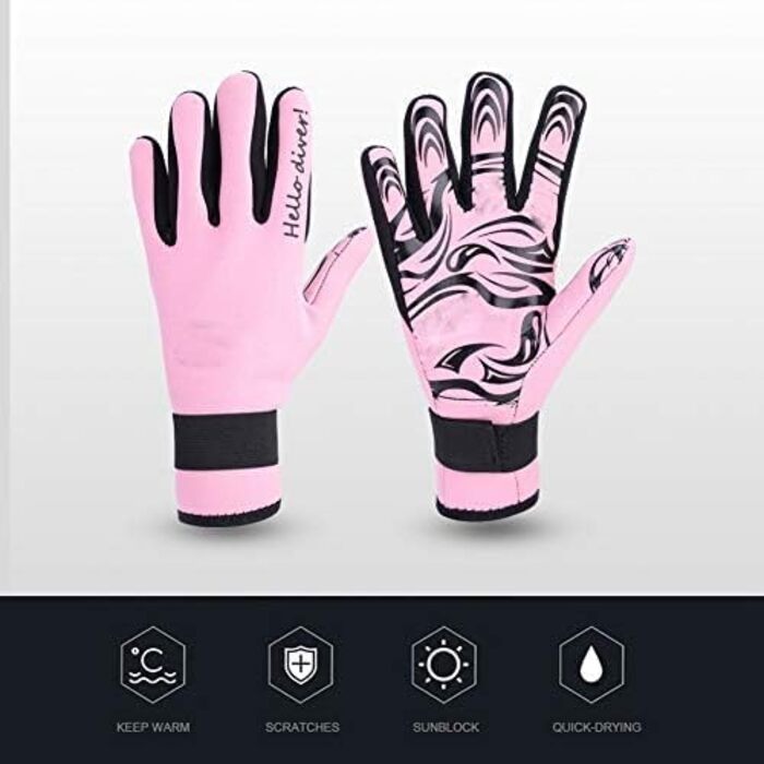 Рукавички для дайвінгу VGEBY1, 2 мм, неопренові, 5 пальців, для водного спорту, дорослі (Рожевий, S)