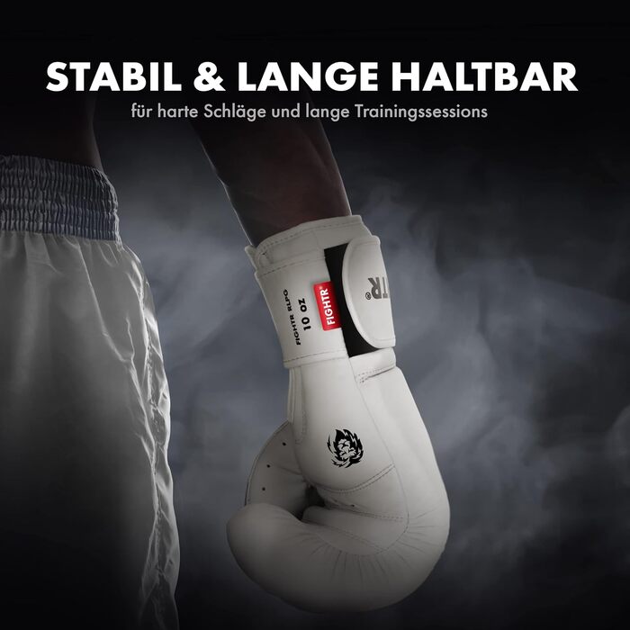 Боксерські рукавички FIGHTR Pro з натуральної шкіри для чоловіків і жінок, 14 унцій, для боксу, MMA, Муай Тай, кікбоксингу, з чохлом, колір білий