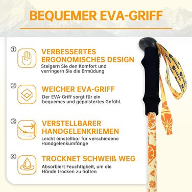 Дитячі телескопічні трекінгові палиці UnderwoodAggregator для походів та лиж, легкі алюмінієві палиці для дітей 6-12 років, жовті, 2 шт.