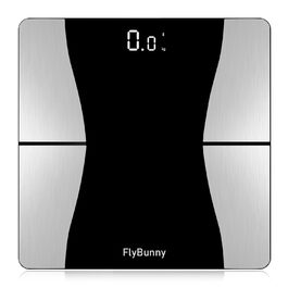 Ваги Flybunny для вимірювання складу тіла: жир, м'язи, BMI, пульс, вода, білок. Цифрова вага для людей. Білий & Чорний (Срібло & Чорний)