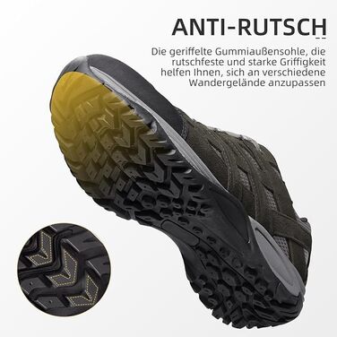 Черевики для хайкінгу чоловічі - дихаючі трекінг-кросівки для походів та хайкінгу, неслизькі та легкі, сірий (42 EU)