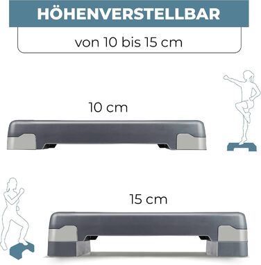 Степпер Umbro Aerobic з регулюванням висоти 10-15 см - степпер для дому, Stairmaster для будь-якого віку, чорний/сірий