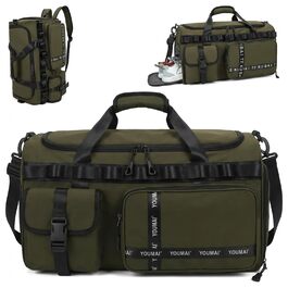 Спортивна сумка для подорожей та фітнесу 65Л з відділенням для взуття та вологих речей, велика дорожня сумка для жінок та чоловіків (армійний зелений)