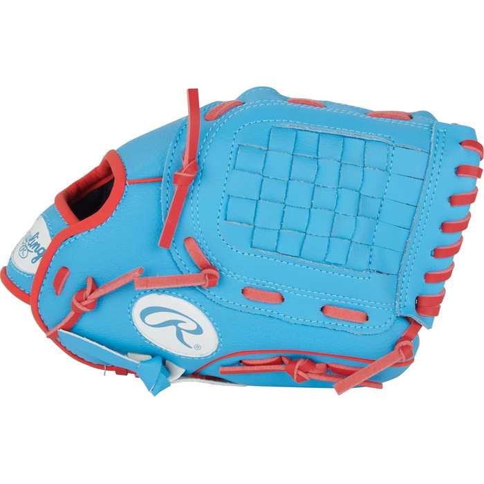 Рукавиця бейсбольна Rawlings Spieler Serie T-Ball / Юніорська (22.9-29.2 см), права рука, Columbia Blue/Scarlet, 10.5