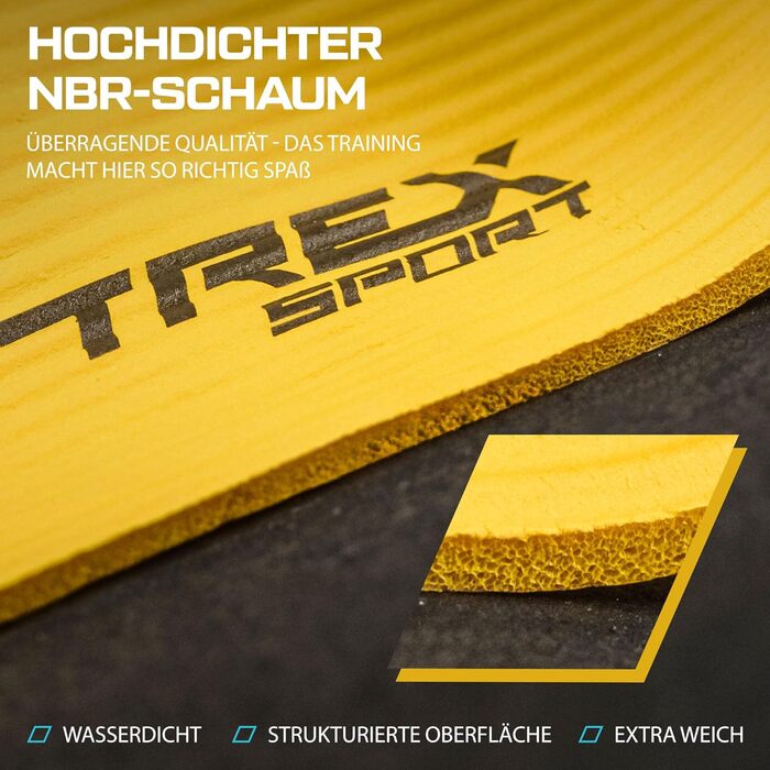 TREX SPORT Килимок для гімнастики та фітнесу, 190x80x1 см, жовтий | Килимок для йоги з неслизьким покриттям та ручкою для перенесення