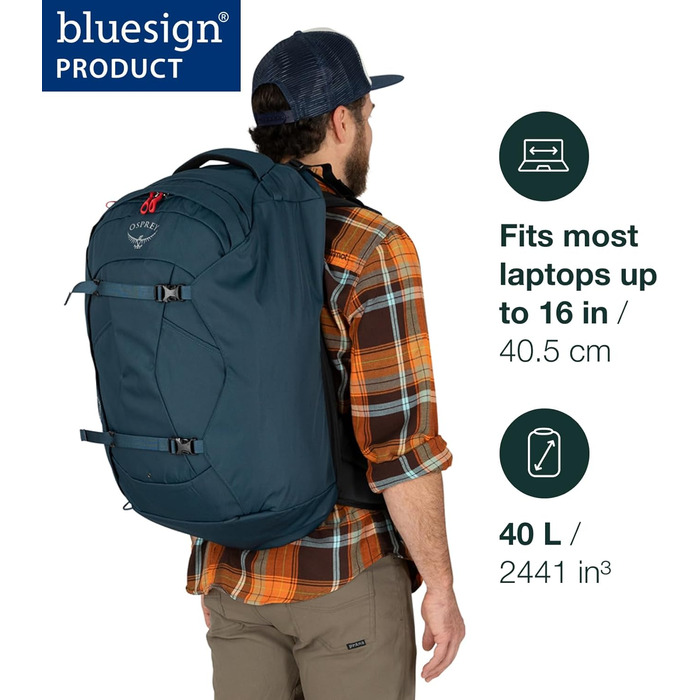Чоловічий туристичний рюкзак Osprey Farpoint 40 л, для подорожей, сірий