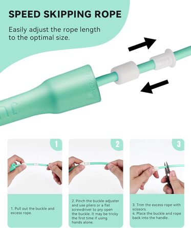 Стрибкове канат iMoebel Springseil Fitness 6 мм, 3 м, PVC, регульований, з ABS ручкою, для дітей та дорослих, бокс, схуднення, кросфіт (зелений)