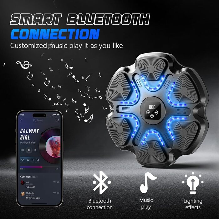 Інтелектуальний музичний бокс-машина Innopower з LED, Bluetooth, 9 режимів швидкості, з боксерськими рукавичками, для дітей і дорослих, для тренування та зняття стресу