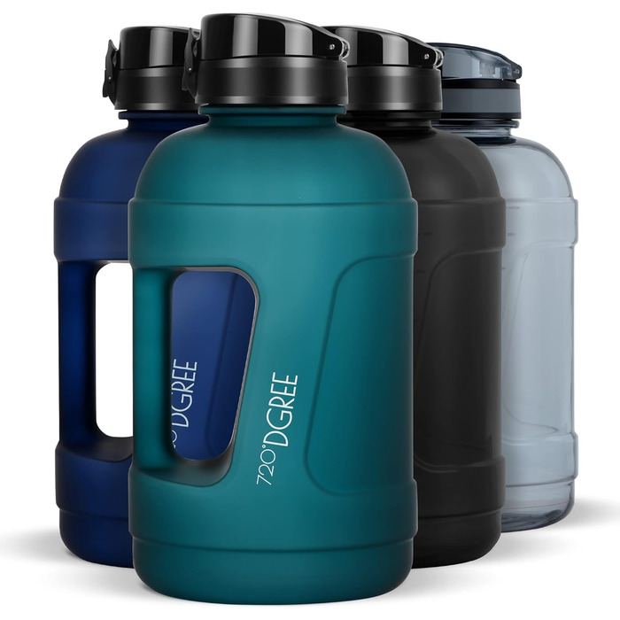 Фітнес-пляшка 720°DGREE uberBottle 2300 мл з ручкою, BPA-Free, герметична, спортивна пляшка для води XXL для тренувань, спортзалу, смарагдово-зелена, Softtouch