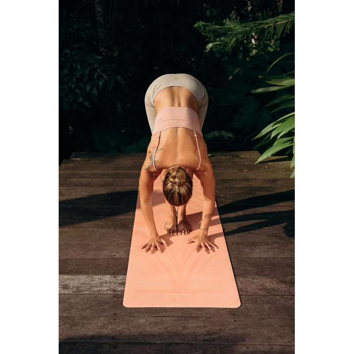 Еко-йога-мат Yoga Design Lab Infinity Diamond Align Coral 5 мм, антиковзкий, з ременем для перенесення