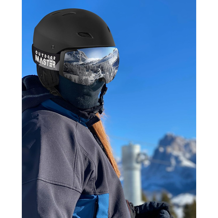 Шолом для лиж OutdoorMaster Kelvin PRO з маскою - комплект для чоловіків, жінок та юнаків, чорний, розмір M