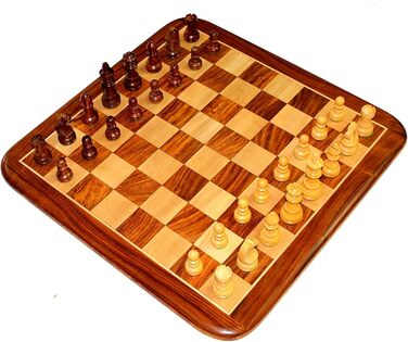 Шахова дошка StonKraft 53,3x53,3 см з акації з ручною роботою фігурами з дерева
