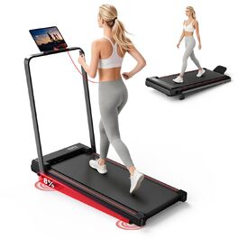 Складана бігова доріжка Dskeuzeew Walking Pad з регулюванням нахилу для дому, чорно-червона