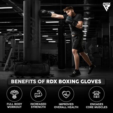 Боксерські рукавички RDX KARA з Maya Hide для боксу, муай-тай, кікбоксингу, MMA, тренувань, чоловічі та жіночі, чорні та червоні, розміри 8-18 унцій (12 OZ)