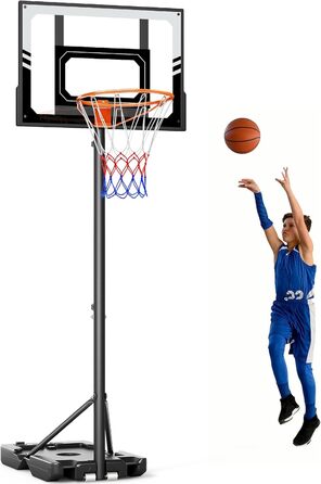 Баскетбольний кошик для вулиці дитячий, 107-213 см, зі стійкою та колесами, регульована висота, ударостійка PC-стінка, сірий. Подарунок для дітей