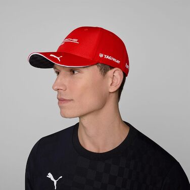 Кепка PUMA Porsche Motorsport з вигнутим козирком, логотипи Porsche Motorsport та спонсорів, червона