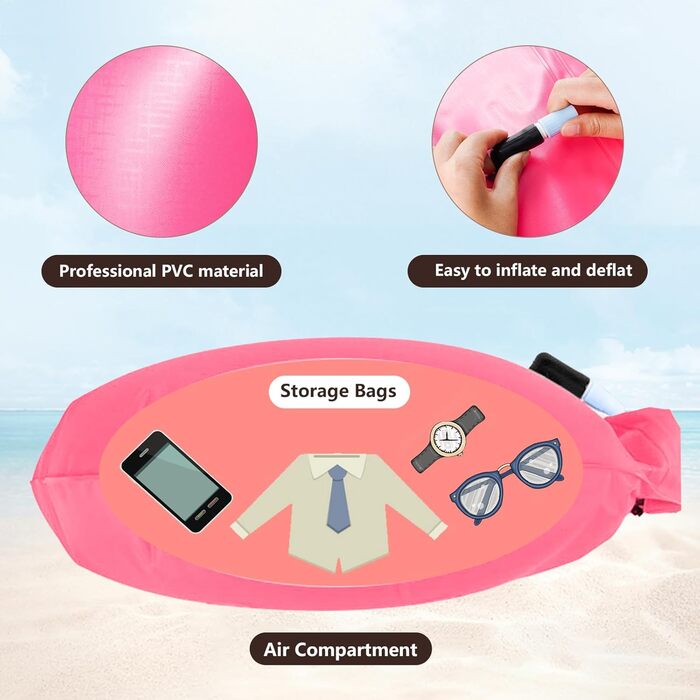 Надувна плавуча шийка (боя) 20L для дорослих та дітей, водонепроникний мішок, рожева. Безпека у відкритій воді та для триатлону.