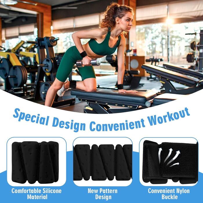 Набір вантажів для зап'ястя 2 шт., регульовані вантажні браслети для жінок та чоловіків, силіконові вантажні браслети для ходьби, йоги, пілатесу, бігу, танців, фітнес-залу, 0,9 кг, чорний