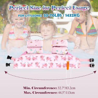 Надувні рукавики для плавання HeySplash для дітей 14-30 кг, рожеві, з пищалкою