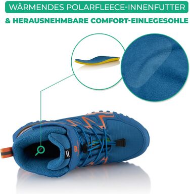 Зимові чоботи для жінок та чоловіків, водонепроникні, з утеплювачем, туристичні (39 EU, синій/оранжевий)