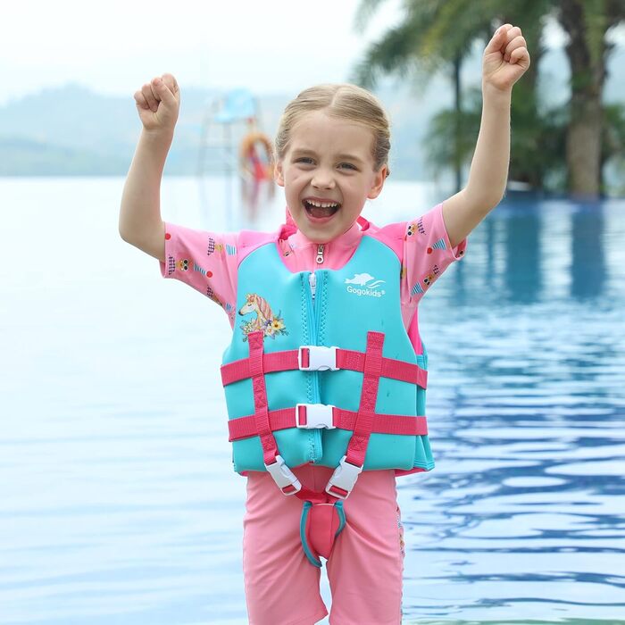 Дитяча жилетка для плавання Gogokids Float Jacket – рожева, для дітей 2-9 років (15-35 кг), S (2-3 роки)