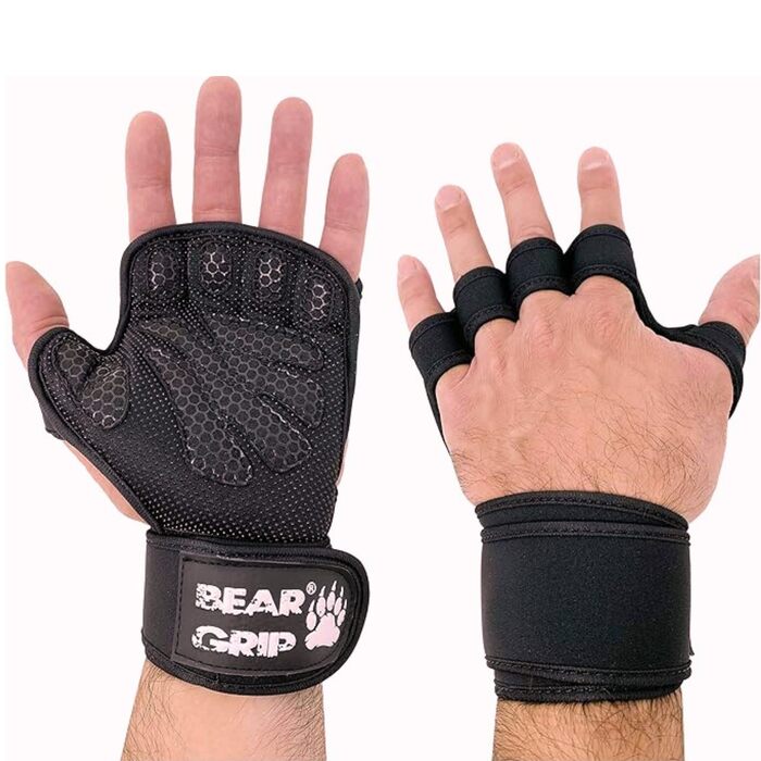 Рукавички для тренувань Bear Grip M (чорні) – захист долонь для кросфіту, бодібілдингу, пауерліфтингу