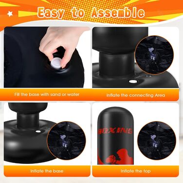 Боксерський мішок дитячий Ninonly 160 см з рукавичками та насосом - стійкий боксерський мішок для дому, вулиці, спортзалу для хлопчиків та дівчаток (чорний)