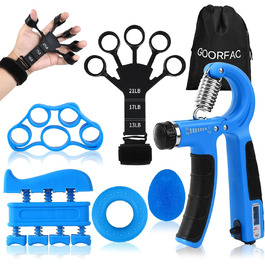 Набір для тренування сили рук та пальців GoorFach (6 шт.) - регульований підсилювач хвата, тренажер для фітнесу, синій