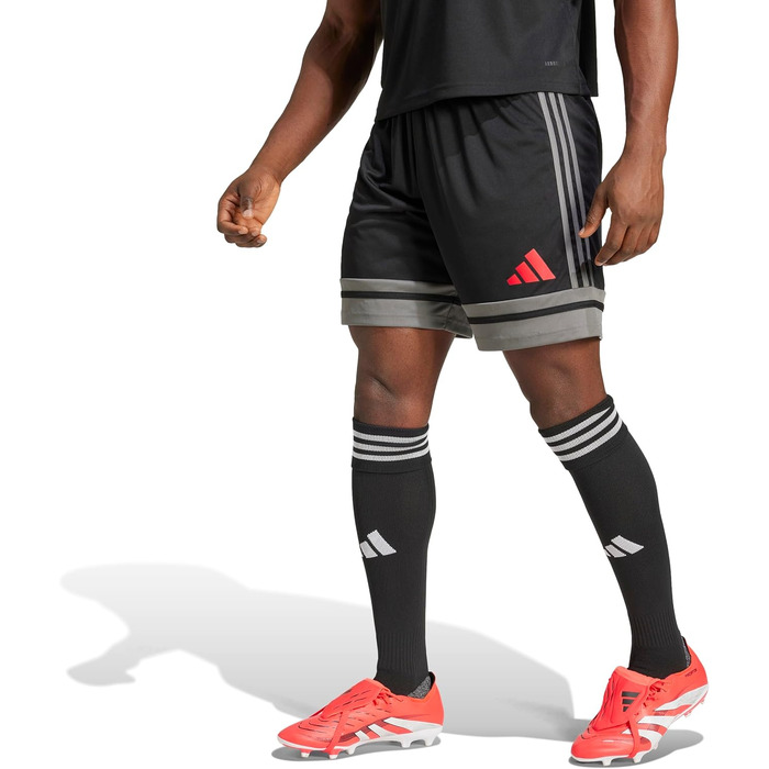 Чоловічі футбольні шорти adidas Squadra 25, чорні (Black/Team Grey Four/Pure Ruby), розмір XS