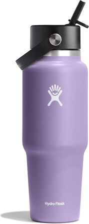 Термобутилка Hydro Flask 946 мл з широкою горловиною, гнучкою кришкою із соломинкою, вакуумною ізоляцією TempShield, із нержавіючої сталі, без BPA, Moonshadow