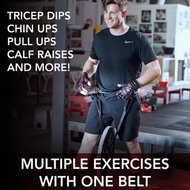 Лідерний пояс для віджимань Dark Iron Fitness з нейлоновою петлею для додаткових ваг (до 122 кг) - 100% шкіряний пояс для чоловіків та жінок, бодібілдингу - аксесуари для спортзалу