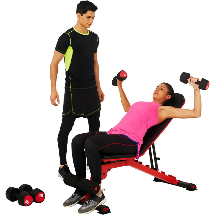 Складана багатофункціональна атлетична лава UFC FID з опорою для ніг, регульована, витримує до 363 кг