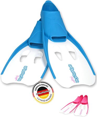 Плавальні ласти AQUAZON Flipper для дітей і дорослих, синьо-білі, розмір 31/33, з м'якою комфортною калошею, міцні