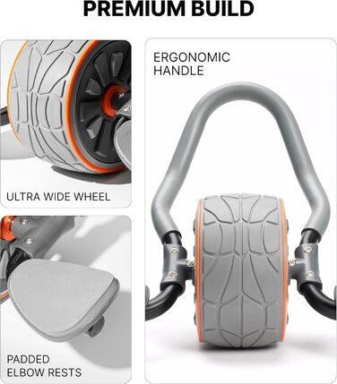 Ролер для пресу DMoose з наколінниками для тренування пресу та кора. Ідеально для дому та фітнесу (сірий)