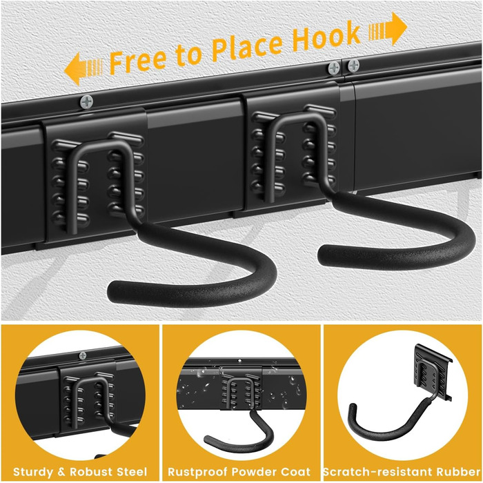 Настінна тримач для велосипедів Housolution 32 дюйми на 4 велосипеда + 3 шоломи, до 300 фунтів, міцна сталь, для гаража, чорний