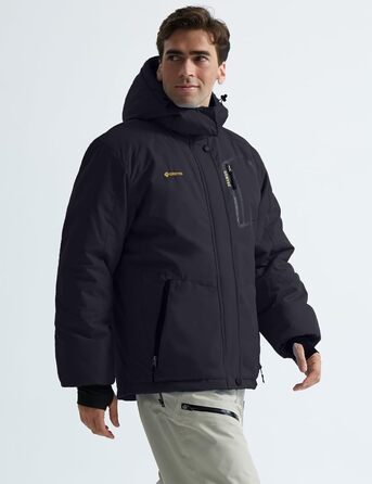 Чоловіча водонепроникна лижна куртка GEMYSE з флісовою підкладкою, чорна