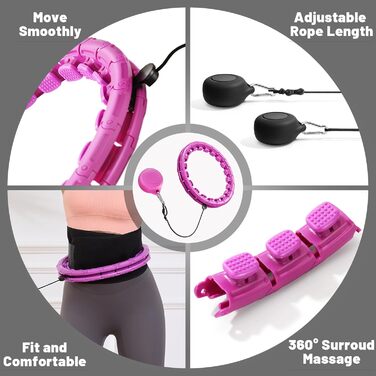 Гнучкий обруч для схуднення Weighted Fit Plus Size (фіолетовий) з масажним ефектом, 32 секції, для початківців та дорослих